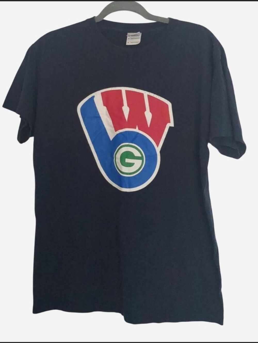 Wisconsin Sports Mashup Tee Medium Brewers Packers Badgers Navy Size M